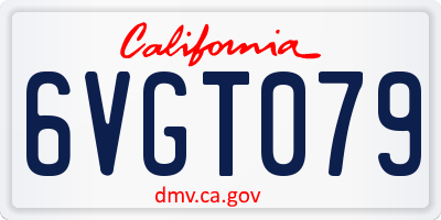 CA license plate 6VGT079