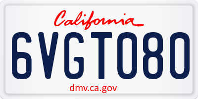 CA license plate 6VGT080
