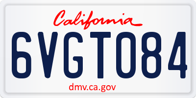 CA license plate 6VGT084