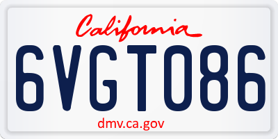 CA license plate 6VGT086