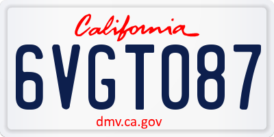 CA license plate 6VGT087