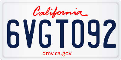 CA license plate 6VGT092
