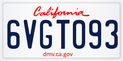 CA license plate 6VGT093