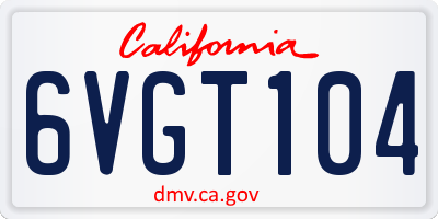 CA license plate 6VGT104