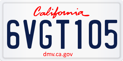 CA license plate 6VGT105