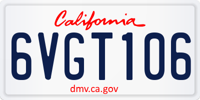 CA license plate 6VGT106