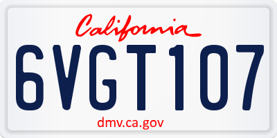 CA license plate 6VGT107