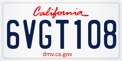 CA license plate 6VGT108