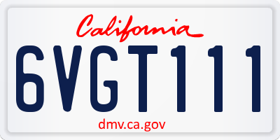 CA license plate 6VGT111