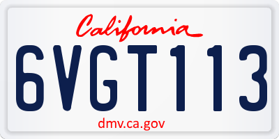 CA license plate 6VGT113