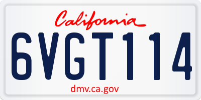 CA license plate 6VGT114