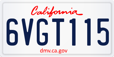CA license plate 6VGT115