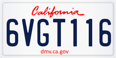 CA license plate 6VGT116