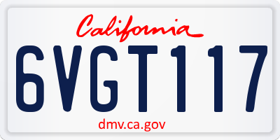 CA license plate 6VGT117