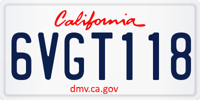 CA license plate 6VGT118