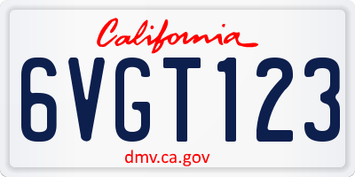 CA license plate 6VGT123