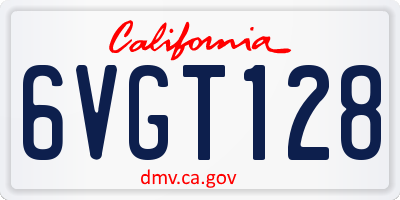 CA license plate 6VGT128