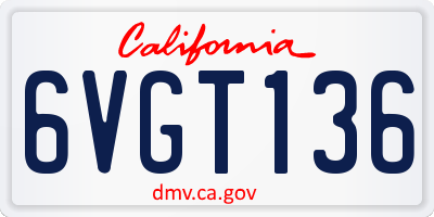 CA license plate 6VGT136