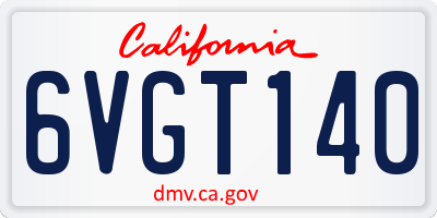 CA license plate 6VGT140
