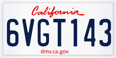 CA license plate 6VGT143