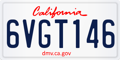 CA license plate 6VGT146
