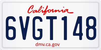 CA license plate 6VGT148