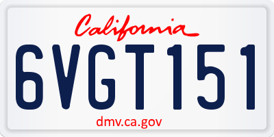 CA license plate 6VGT151