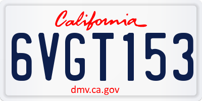 CA license plate 6VGT153