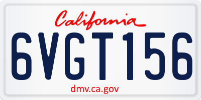 CA license plate 6VGT156