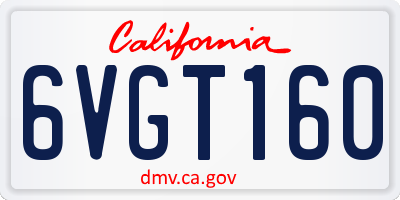 CA license plate 6VGT160