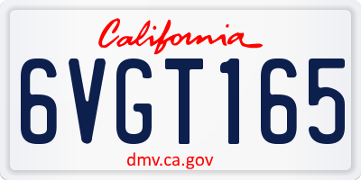 CA license plate 6VGT165
