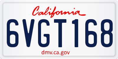 CA license plate 6VGT168