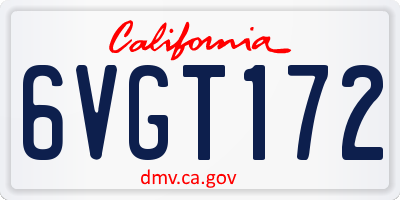 CA license plate 6VGT172