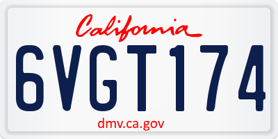 CA license plate 6VGT174