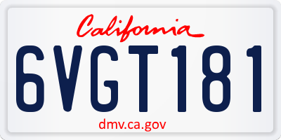 CA license plate 6VGT181