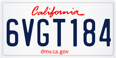 CA license plate 6VGT184