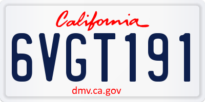 CA license plate 6VGT191
