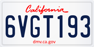 CA license plate 6VGT193