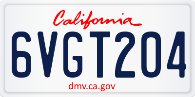 CA license plate 6VGT204