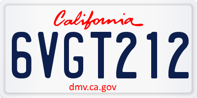 CA license plate 6VGT212