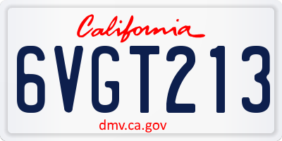 CA license plate 6VGT213