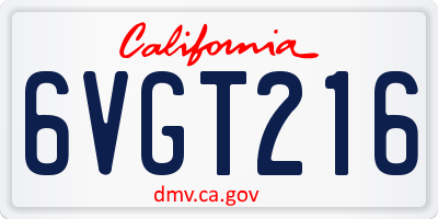 CA license plate 6VGT216