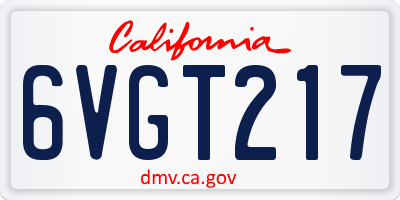 CA license plate 6VGT217