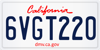 CA license plate 6VGT220