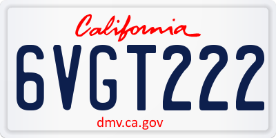 CA license plate 6VGT222
