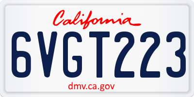 CA license plate 6VGT223