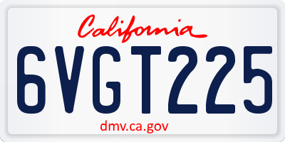 CA license plate 6VGT225
