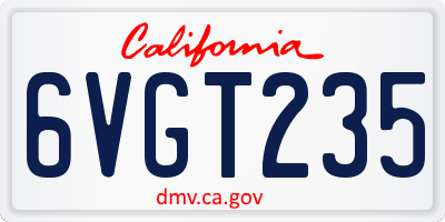 CA license plate 6VGT235