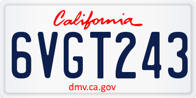 CA license plate 6VGT243