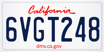 CA license plate 6VGT248